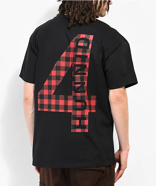 4Hunnid Buffalo Plaid Black T-Shirt