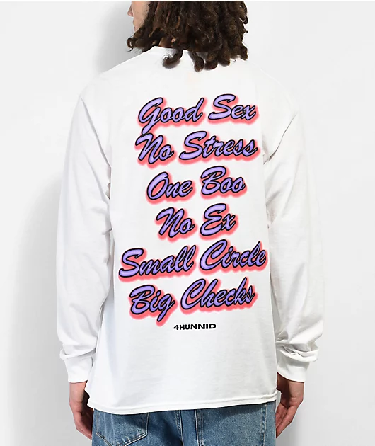 4Hunnid Good Sex Airbrush White Long Sleeve T-Shirt