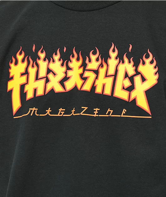 Thrasher Godzilla Flame Black T-Shirt