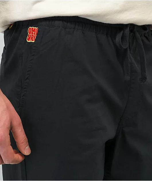 Empyre Johnny Poplin Loose Fit Black Elastic Waist Skate Pants