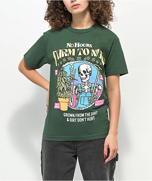 NoHours Farm To Nug Dark Green T-Shirt