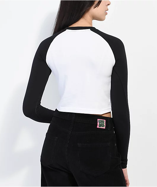 JV By Jac Vanek Live Laugh Love Black & White Raglan Crop Long Sleeve T-Shirt