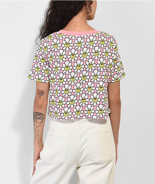 A.LAB Quinnie Daisy All Over Pink Crop T-Shirt
