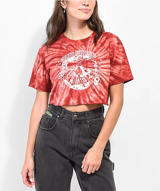 Empyre Kipsy Open Minded Red Tie Dye Crop T-Shirt
