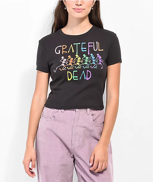 Grateful Dead Skeleton Black Crop T-Shirt