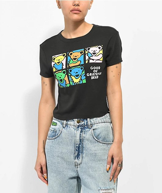 Grateful Dead Bears Black Crop Top
