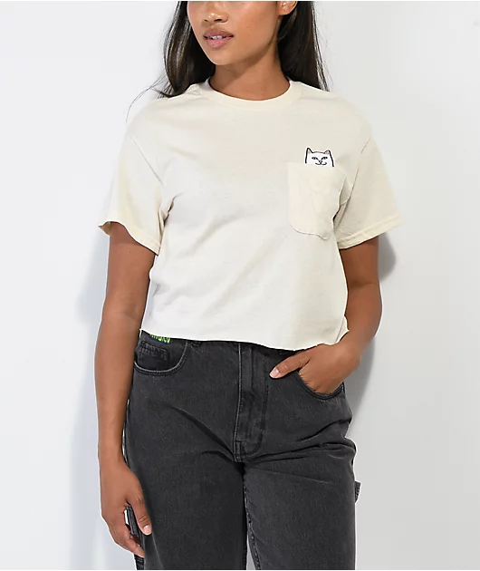 RIPNDIP Nermal Tan Crop Pocket T-Shirt