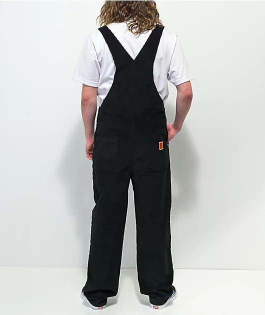Empyre Loose Fit Black Corduroy Overalls