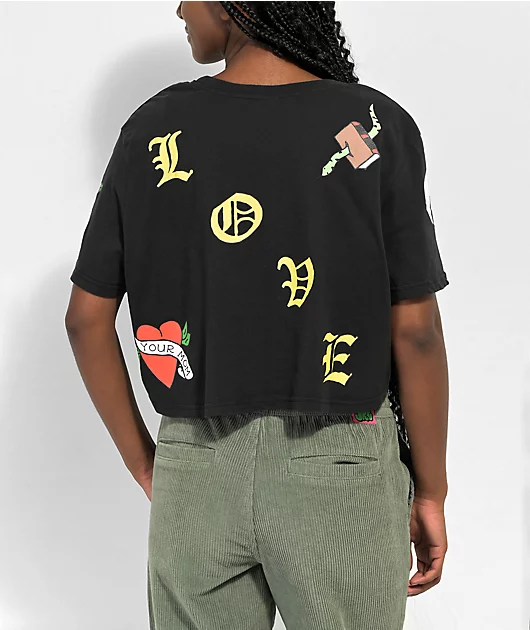 Coney Island Picnic Born To Win Black Crop T-Shirt