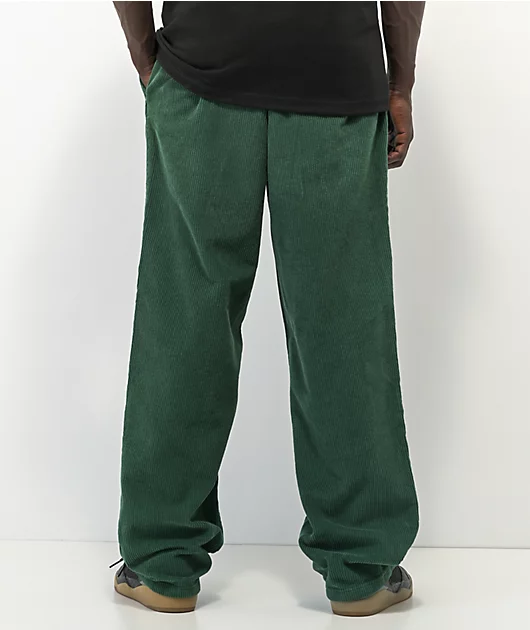 Empyre Johnny Loose Fit Green Elastic Waist Corduroy Skate Pants