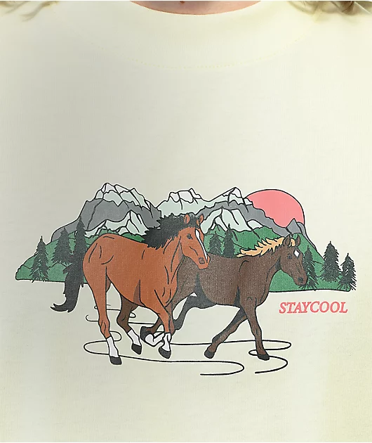 Staycoolnyc Western Horses Cream T-Shirt