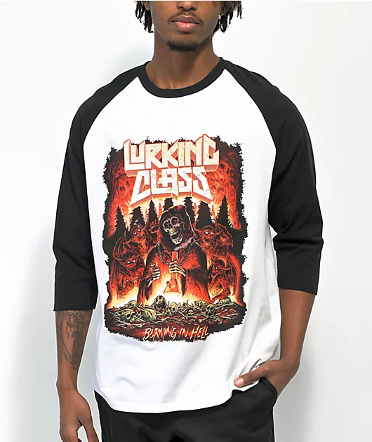 Lurking Class by Sketchy Tank x Stikker Burn White & Black Baseball T-Shirt