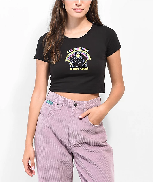 A Lost Cause Fun Black Crop T-Shirt