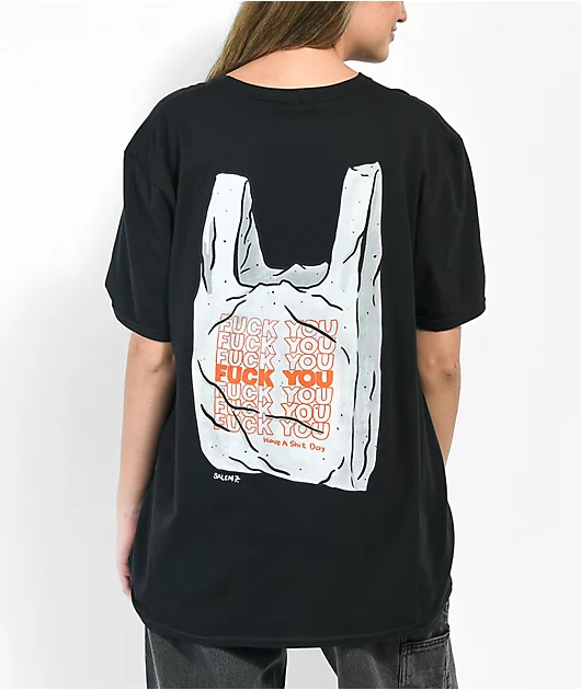Salem7 Plastic Bag Black T-Shirt