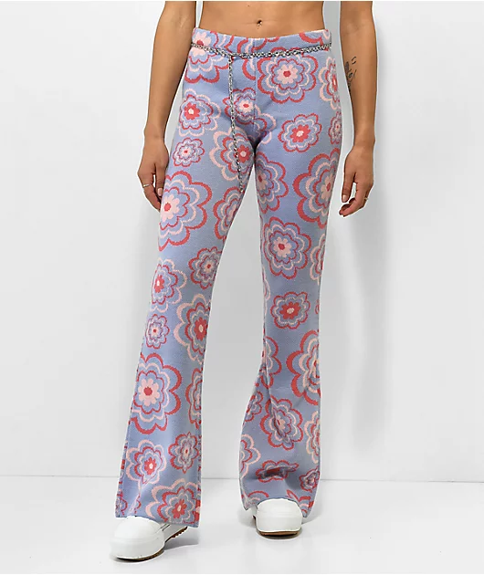 Ragged Priest Flower Power Purple Flare Pants