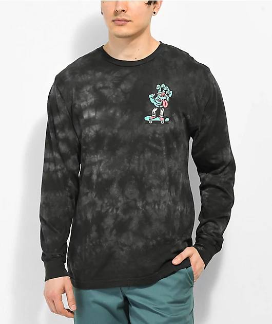 Killer Acid x Santa Cruz Crystal Hand Black Tie Dye Long Sleeve T-Shirt