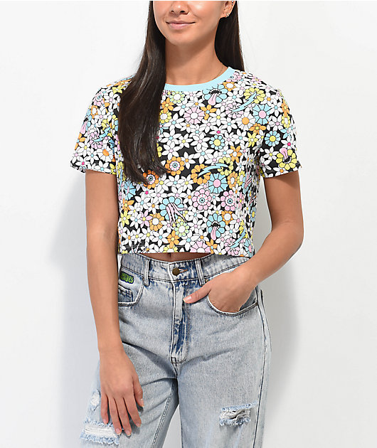 A.LAB Quinnie Trippy Floral Crop T-Shirt