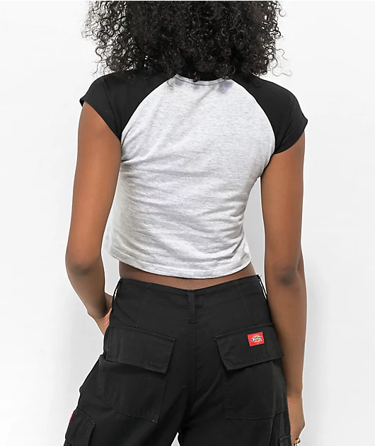 JV by Jac Vanek Hottie Black & Grey Crop T-Shirt