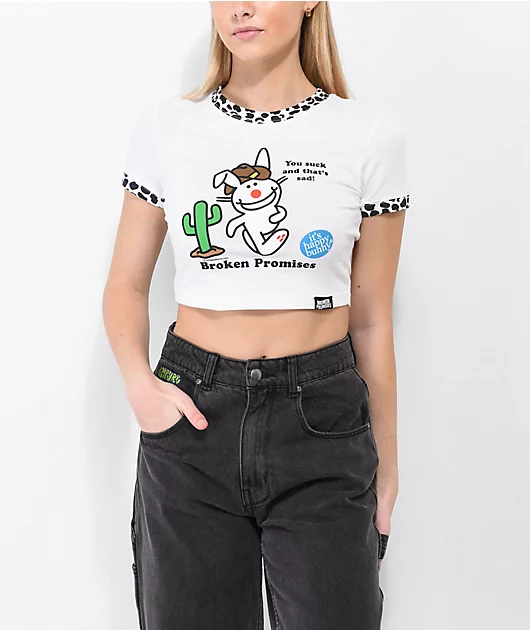 Broken Promises x Happy Bunny Cowboy Crop T-Shirt