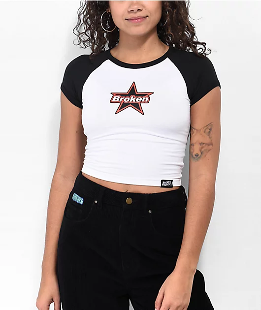Broken Promises Astral Black & White Raglan Crop T-Shirt