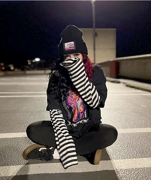 Vitriol Akeelah Black & White Layered Long Sleeve T-Shirt