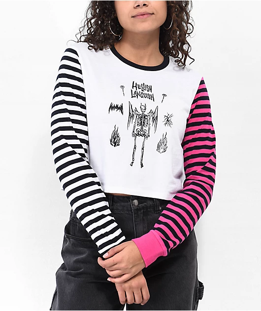 Vitriol Liv Color Block Multi Crop Long Sleeve T-Shirt