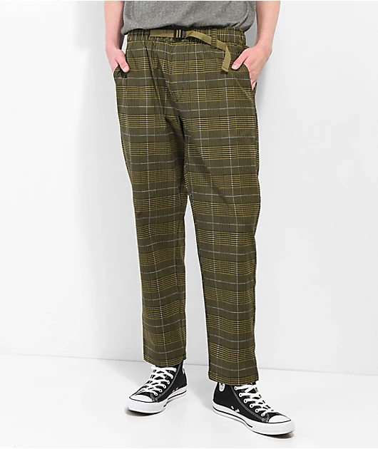 Brixton Steady Cinch Green Houndstooth Taper Pants