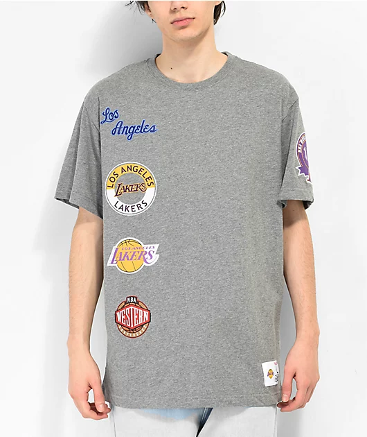 Mitchell & Ness x NBA Lakers Patch Grey T-Shirt