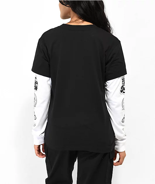 Your Highness Distal Black 2Fer Long Sleeve T-Shirt