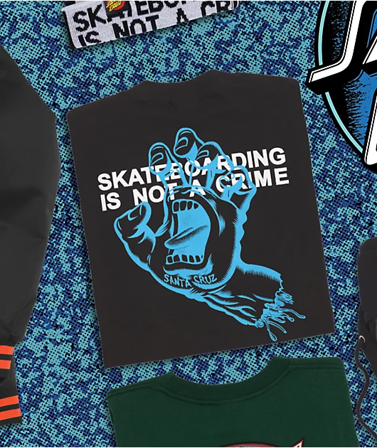 Santa Cruz Crime Hand Black T-Shirt