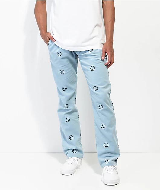 American Stitch Embroidered Light Blue Corduroy Pants