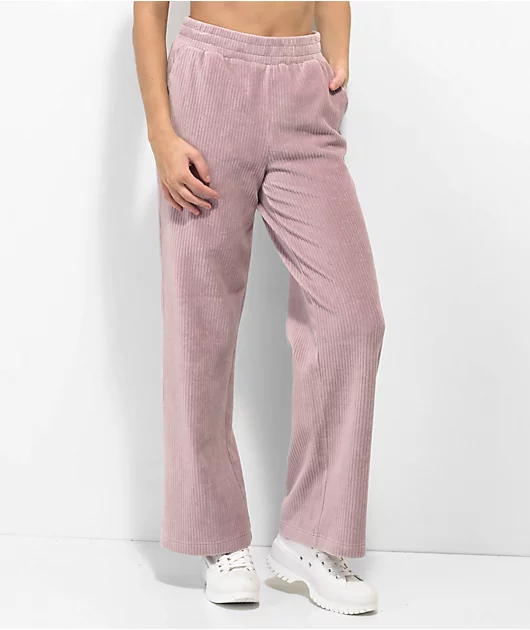Empyre Azaria Seafog Velour Corduroy Elastic Waist Pants