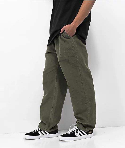 Empyre Johnny Olive Elastic Waist Corduroy Skate Pants