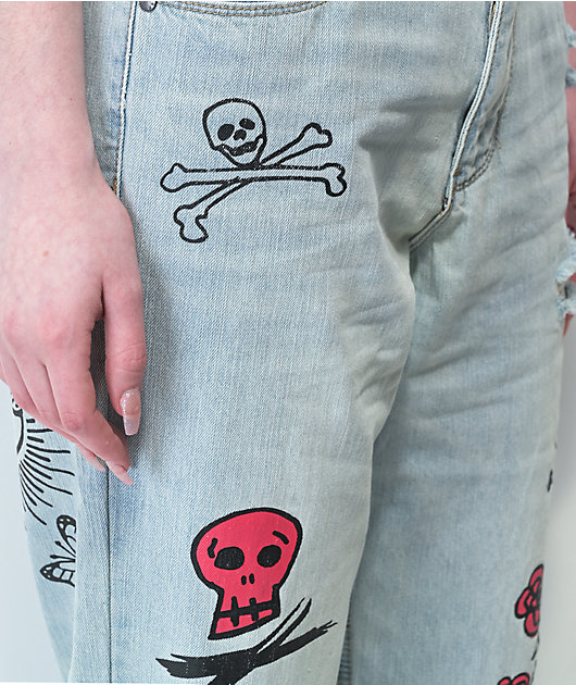 376-ninth-hall-sire-printed-light-blue-denim-dad-jeans-5.jpg Ninth Hall Sire Printed Light Blue Denim Dad Jeans