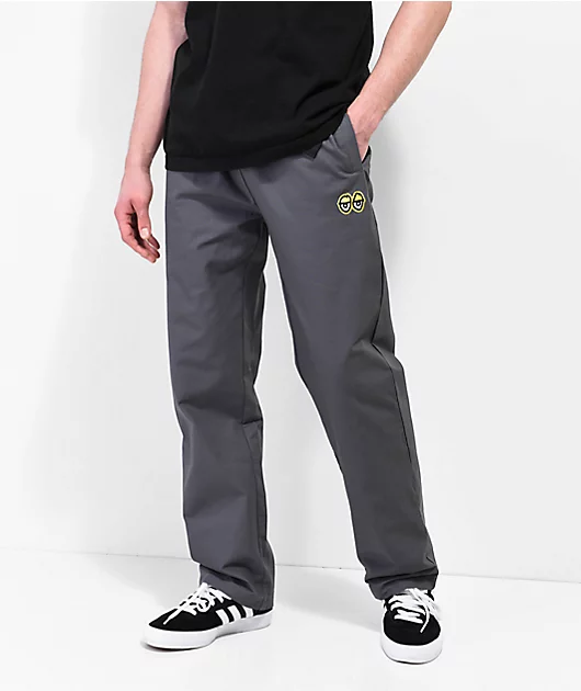 Krooked Eyes Grey Elastic Waist Pants