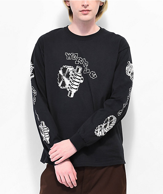 WORBLE Grind My Gears Black Long Sleeve T-Shirt