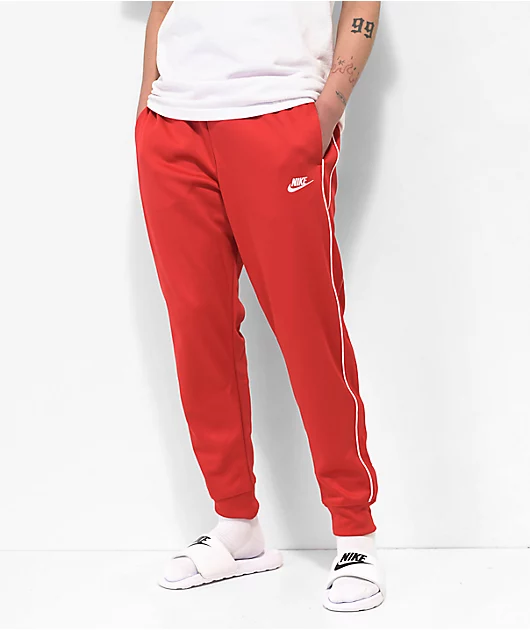 Nike Sportswear Club Polyknit Red & White Jogger Sweatpants