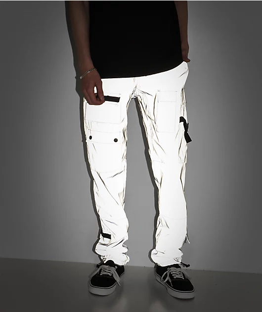 American Stitch Multi Pocket Reflective Grey Cargo Pants