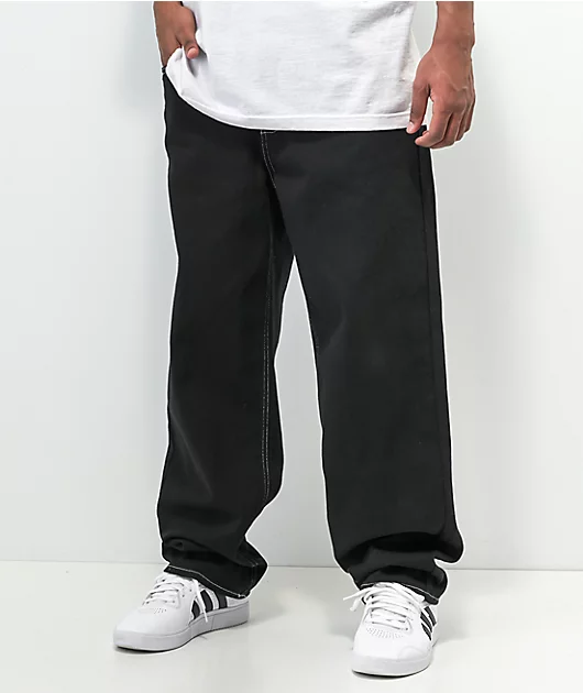 Empyre Loose Fit Embroidered Black Denim Skate Pants