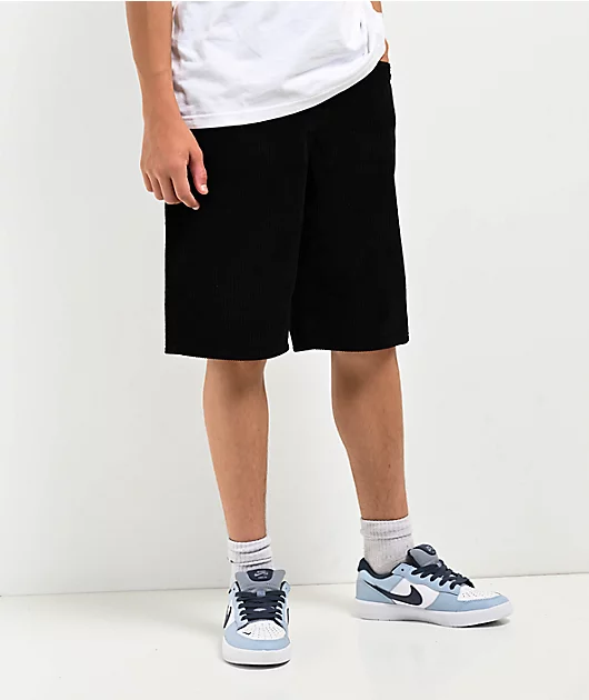 Empyre Kids Loose Fit Black Corduroy Skate Shorts