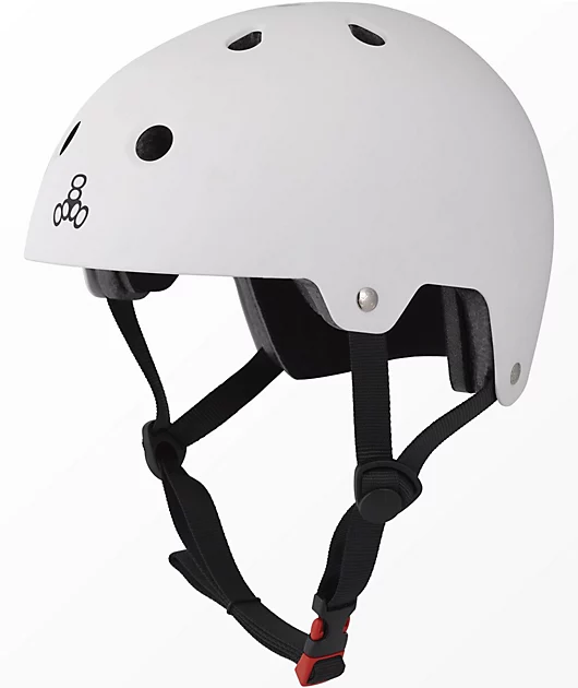 Triple Eight Dual Certified White Rubber Skateboard Helmet