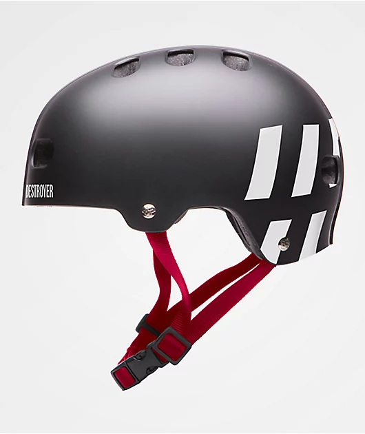 Destroyer Certified Black, White & Red Skateboard Helmet