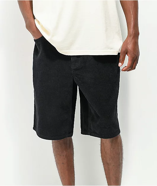 Empyre Loose Fit Black Corduroy Skate Shorts