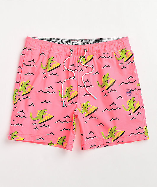 Party Pants Dino Ripper Pink Board Shorts