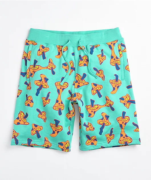 A-Lab Foray Shrooms Mint Sweat Shorts