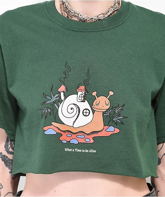 A.LAB Snail House Green Crop T-Shirt