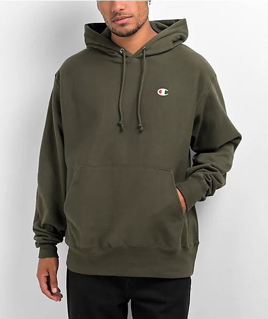 Champion Reverse Weave C Logo Acadia Green Hoodie