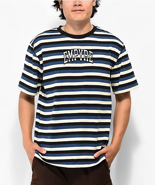 Empyre Good Sport Blue, Black & Tan Stripe T-Shirt