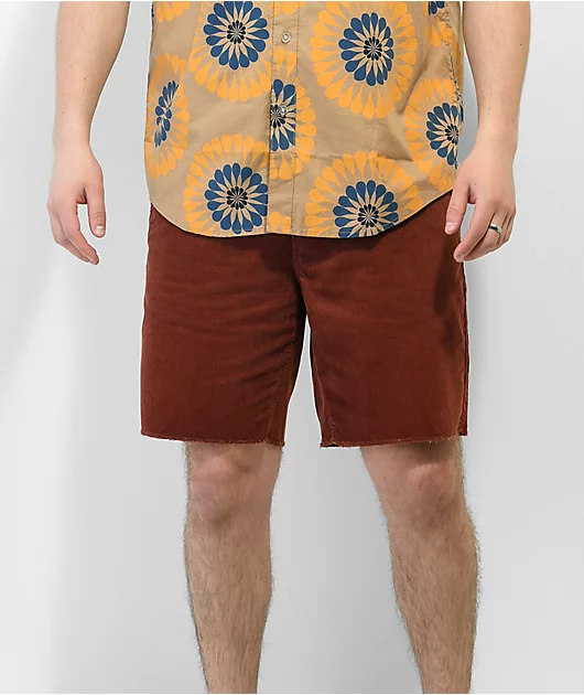 Brixton Madrid II Maroon Corduroy Shorts