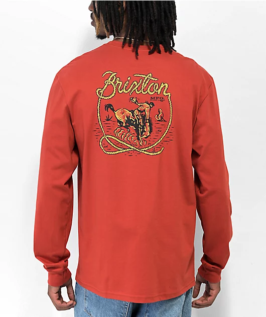 Brixton Omaha Orange Long Sleeve T-Shirt